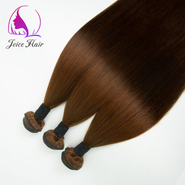 LIGHT YAKI HAIR BUNDLE DARK BROWN COLOR STRAIGHT HAIR BUNDLES (3 Bundle Kit) - Image 3